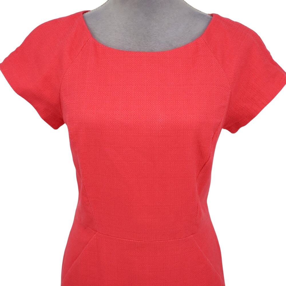 J Crew Dress Womens 6 Salmon Pink Woven Sheath Back Zip Lined Fitted Career - Picture 7 of 14